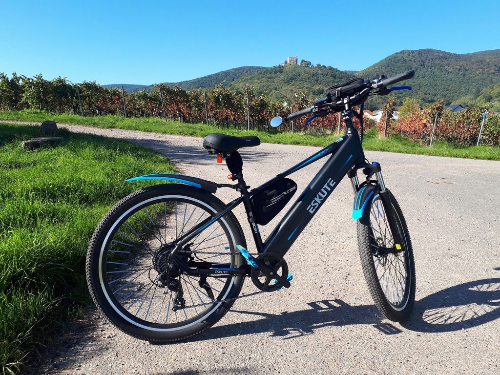 Eskute e-cykel med ramväska, styre väska