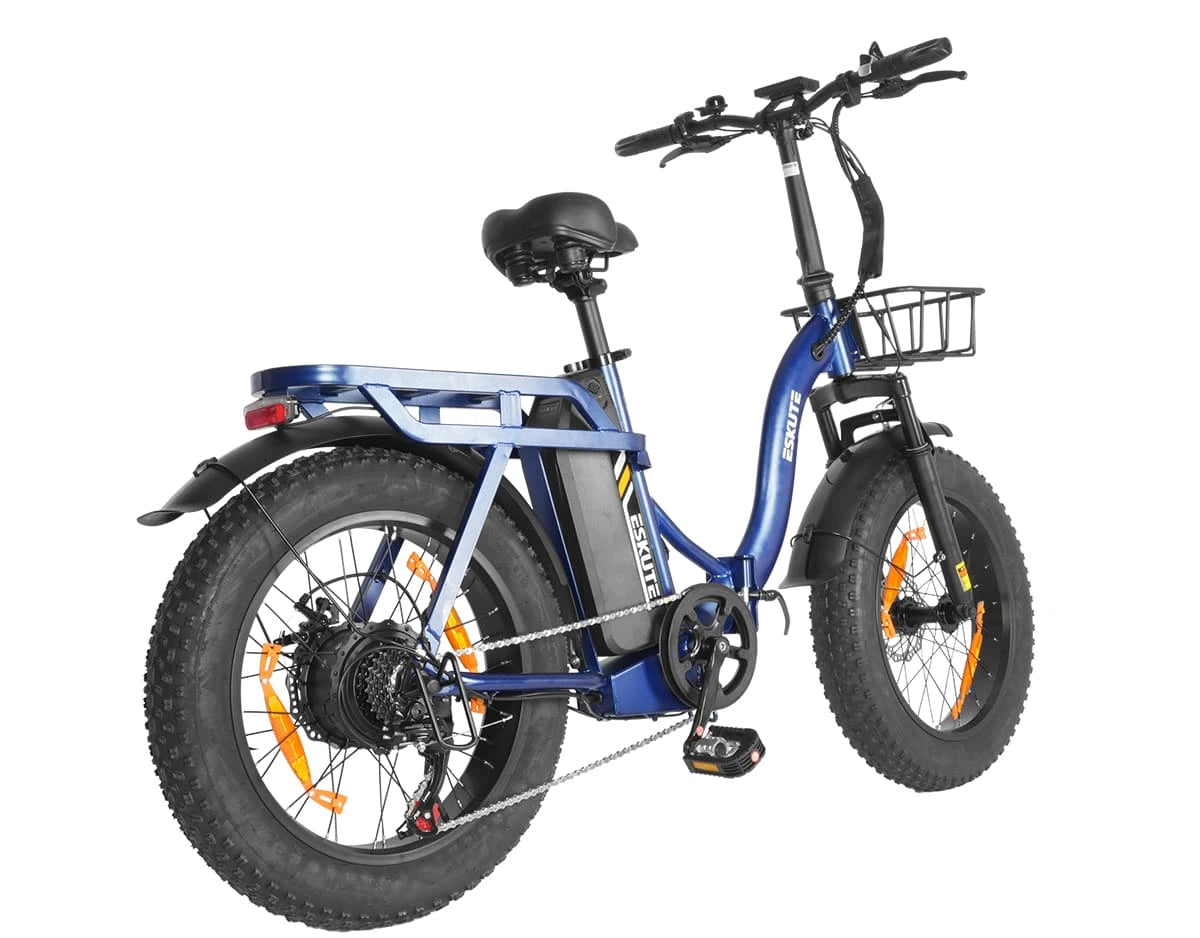 Eskute D202 Klapp-E-Bike in Blau Rückansicht