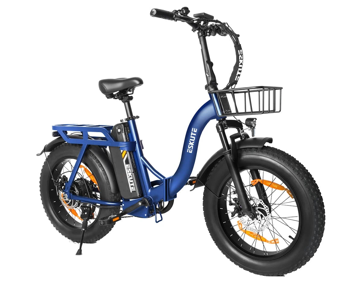 Eskute D202 Klapp-E-Bike in Blau Seitenansicht