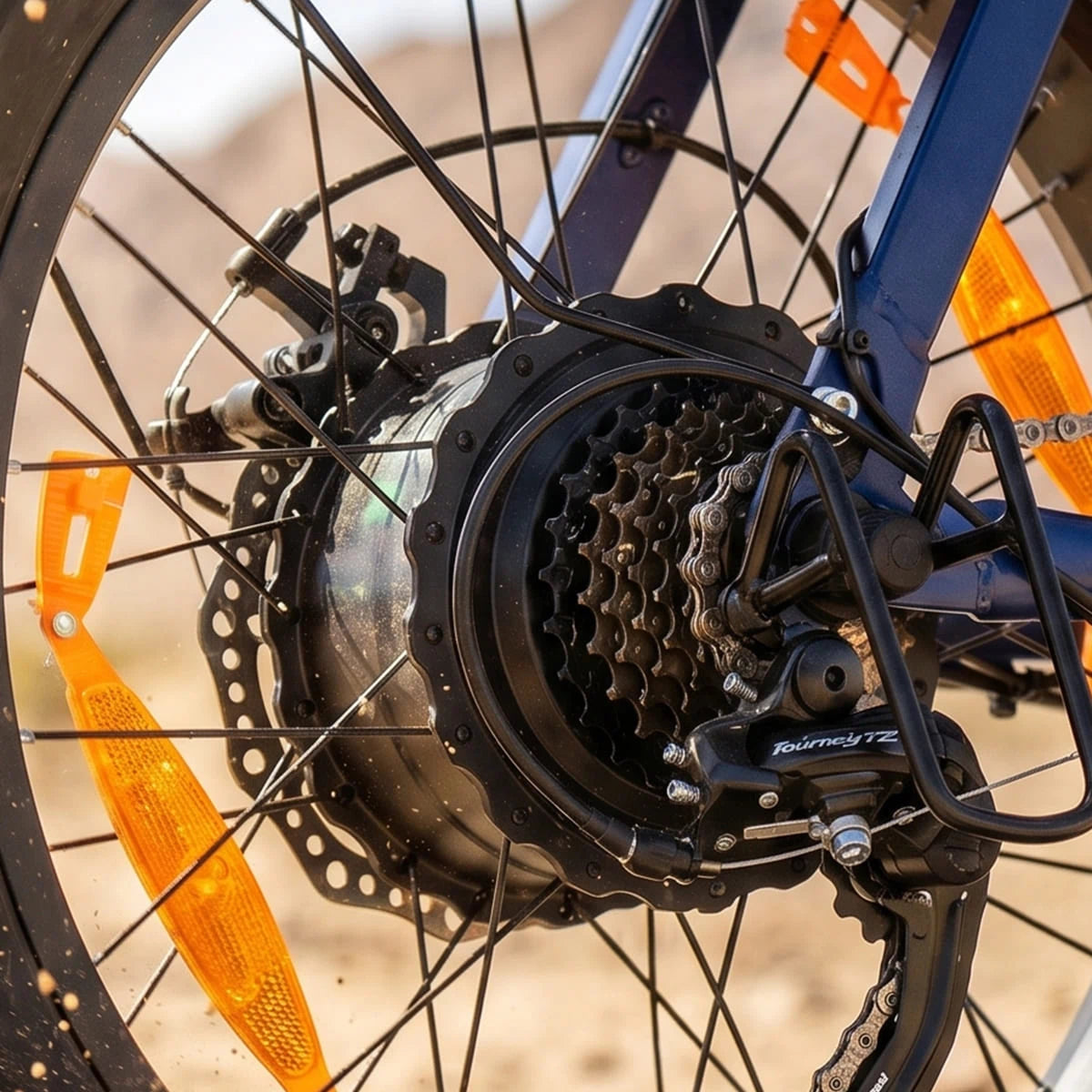 Nabenmotor des Eskute D202 E-Bikes im Detail