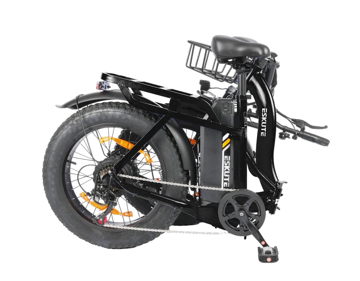 [Color:Schwarz]Eskute D202 Klapp-E-Bike in Schwarz zusammengeklappt
