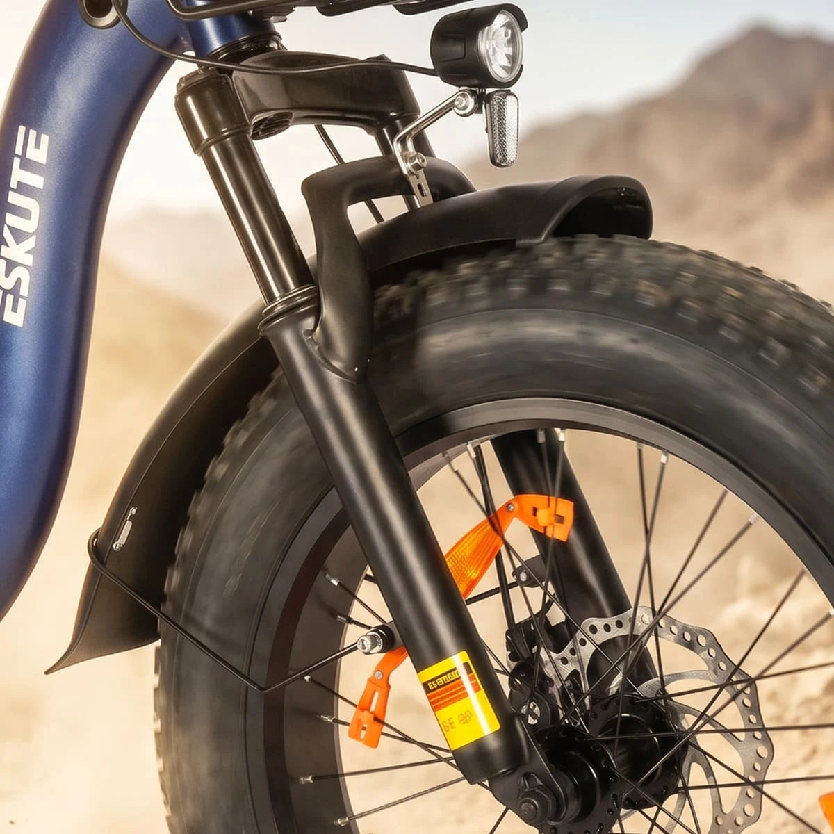 Vorderradfederung des Eskute D202 E-Bikes für komfortables Fahren
